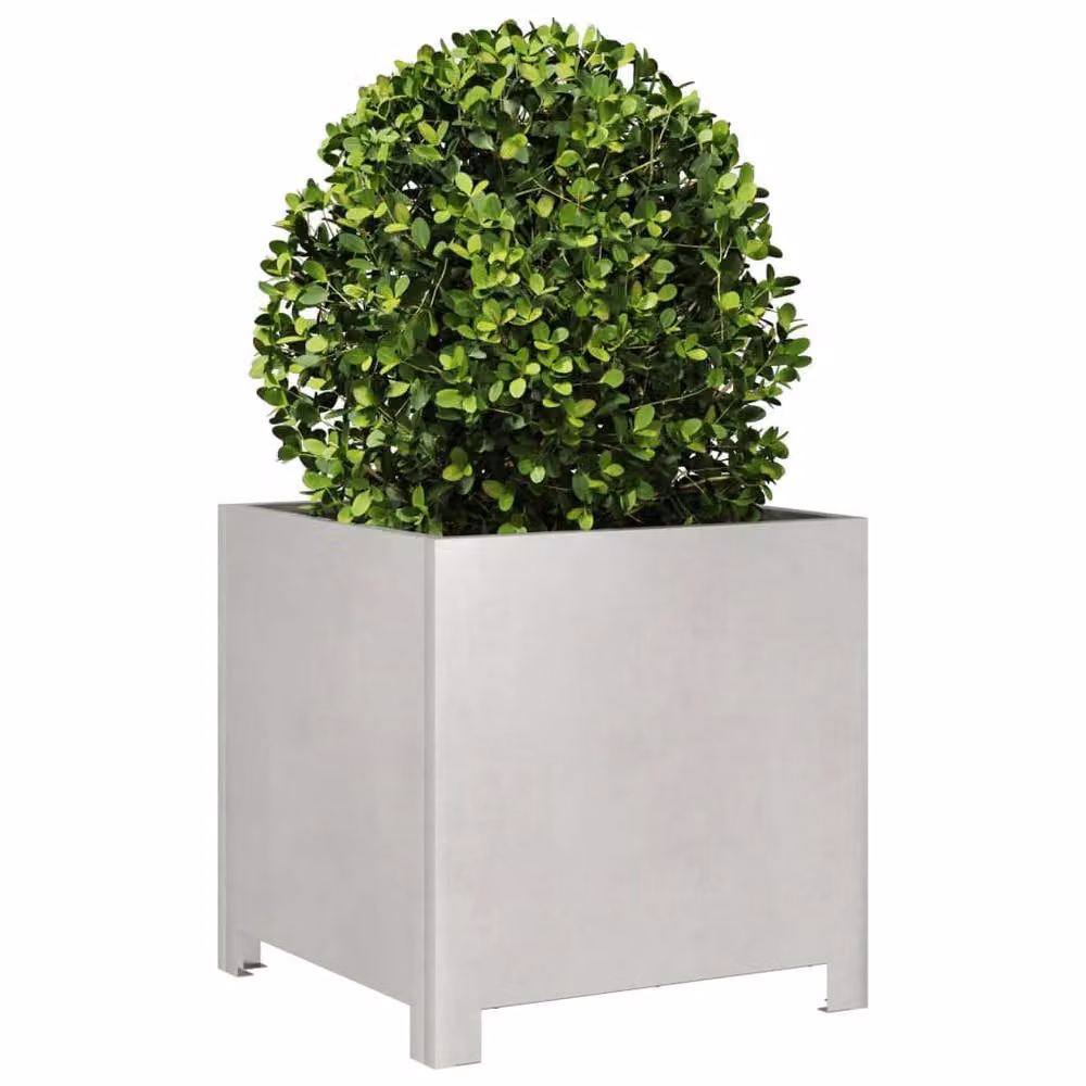 Berkfield Stainless Steel Garden Planter Tubs in Silver, 2 Pack, W/D/H: 40 x 40 x 40 cm – 3