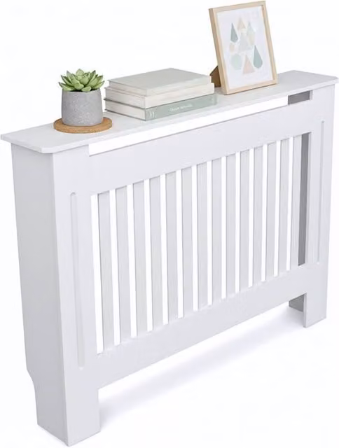 Novecrafto Modern Slatted MDF Radiator Cover in White, W/D/H: 112 x 19 x 82 cm