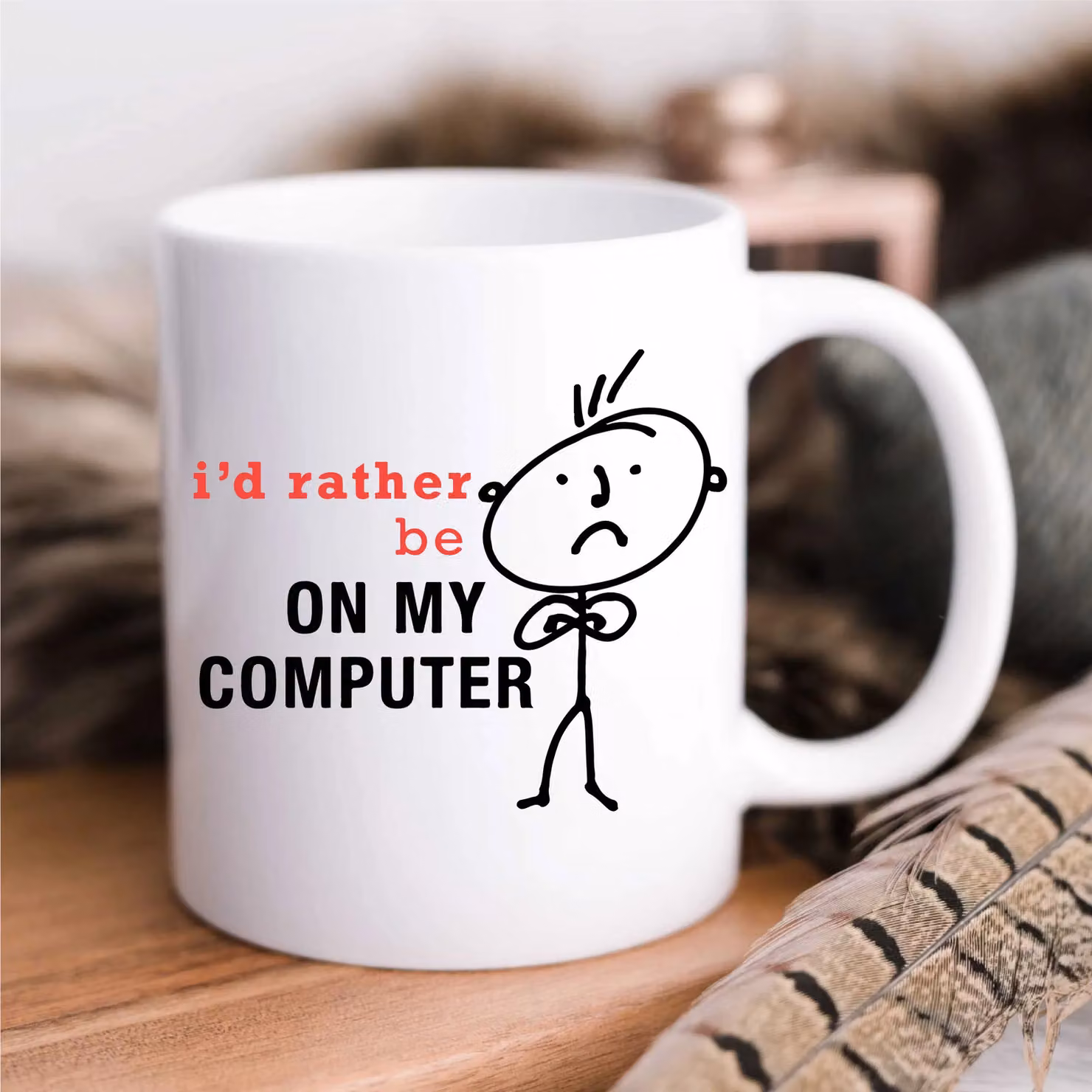 60 Second Makeover Limited Men's I'd Rather Be On My Computer Ceramic Mug in White – 2