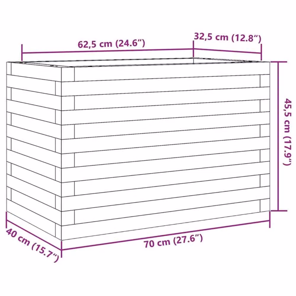 Berkfield Home Garden Planter Tub in Brown Solid Wood, W/D/H: 70 x 40 x 45.5 cm – 2