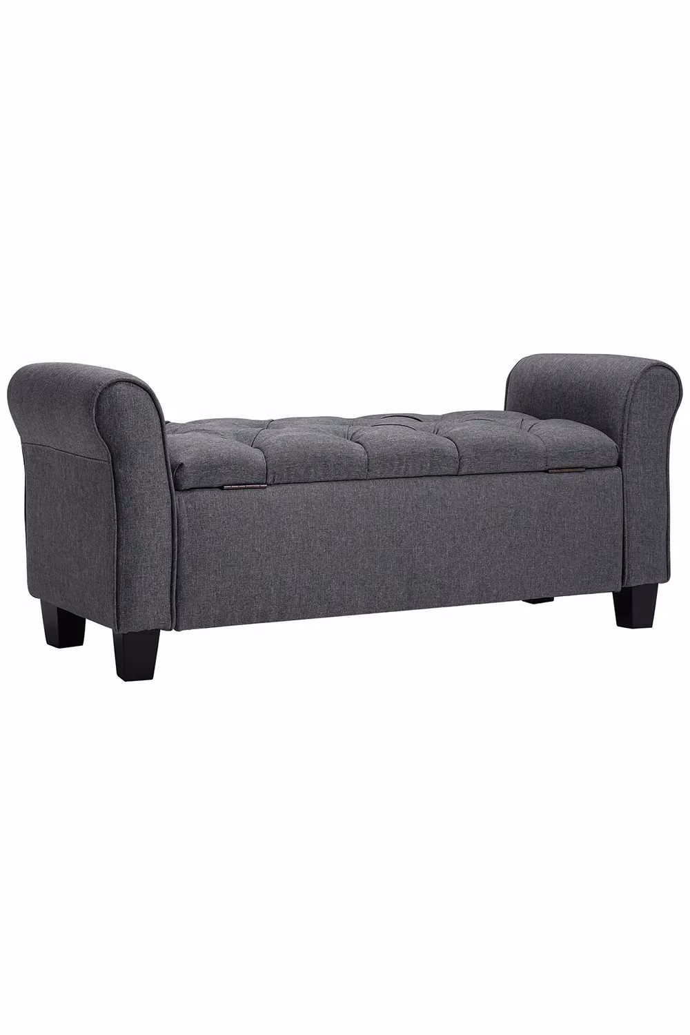 Livingandhome Grey Fabric Splayed Armrest Storage Ottoman Bench Chaise – 4