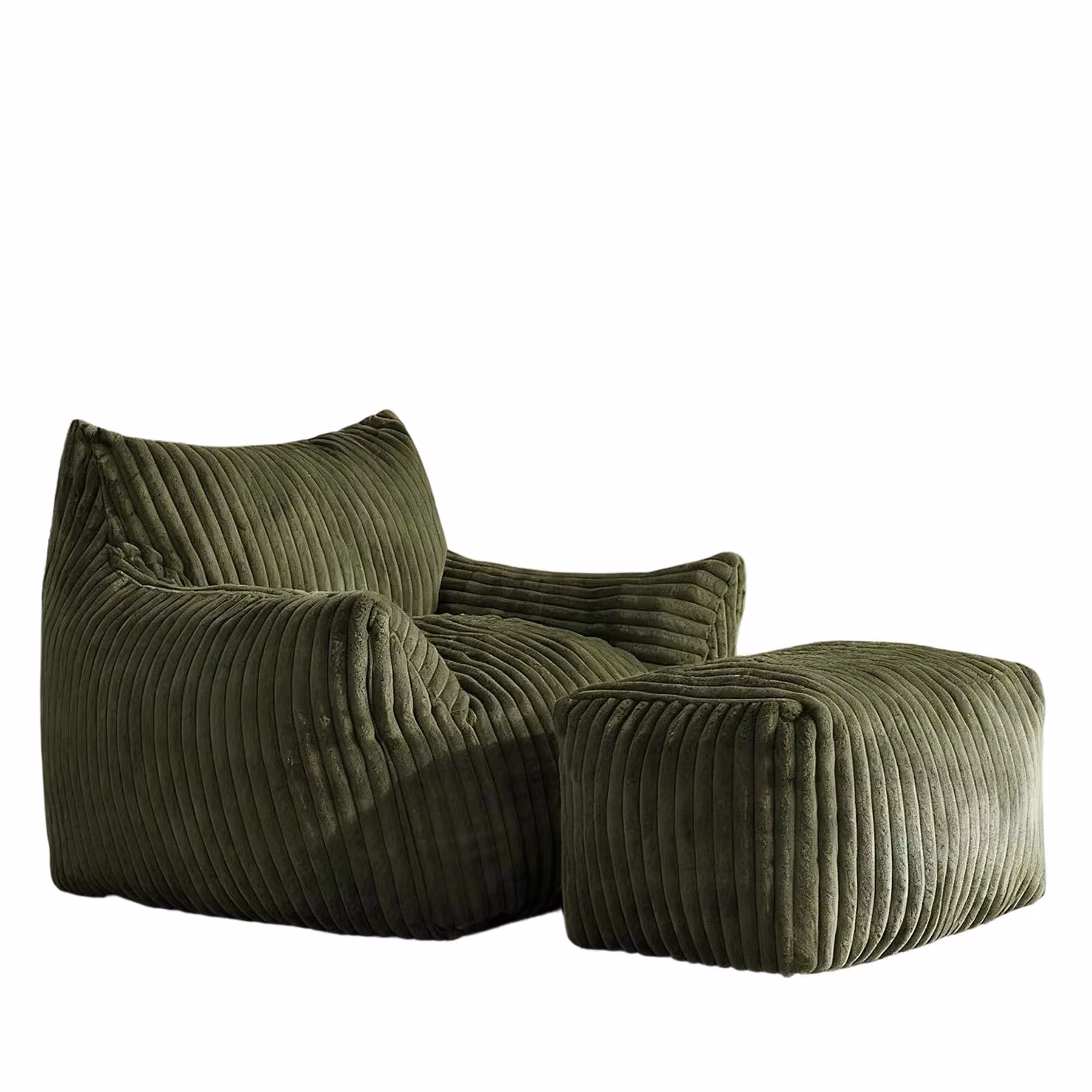 Aosom Green Plush Bean Bag Sofa with Armrests and Foam Chunks, W/D/H: 90 x 103 x 70 cm – 1