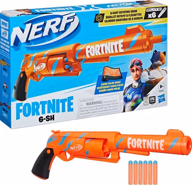 Hasbro Nerf Fortnite 6-Shot Dart Blaster in Orange