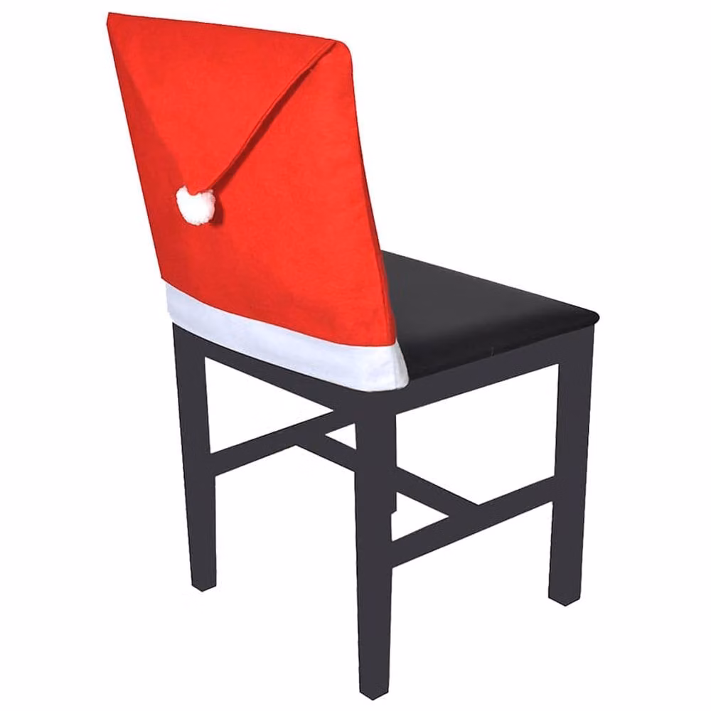 Berkfield Home Set of 6 Red and White Santa Claus Hat Dining Chair Back Covers – 3