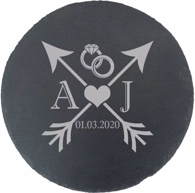 Uniqueful Personalised Engraved Round Black Slate Cheeseboard