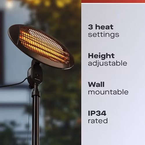 Daewoo 2000W Electric Patio Heater, Black, H x W x D: 210 x 50 x 50 cm – 2