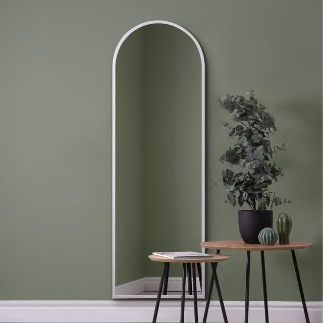 MirrorOutlet Arcus White Modern Wall Mirror, W: 60 cm, H: 180 cm