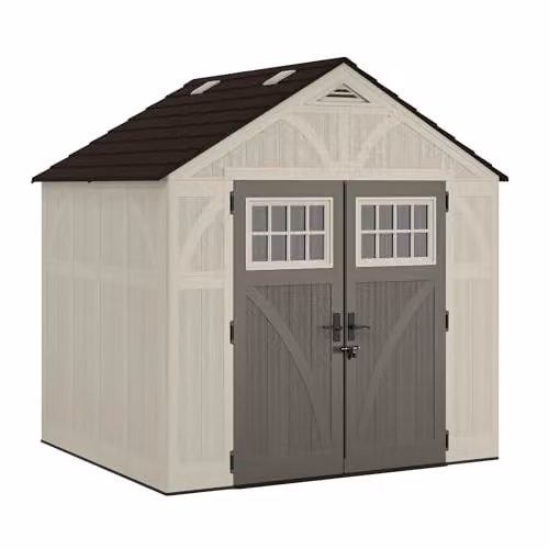 Rowlinson Suncast Tremont Resin Shed with Window and Floor, W: 255 cm, D: 218 cm, H: 262 cm – 1