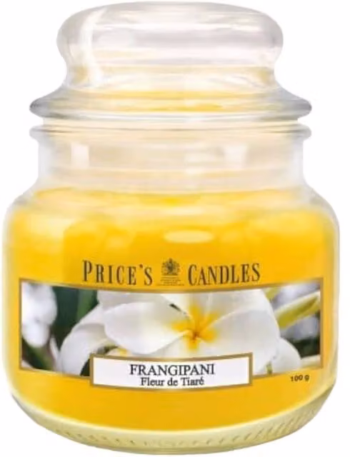 Price's Candles Frangipani Scented Jar Candle, Small, Yellow