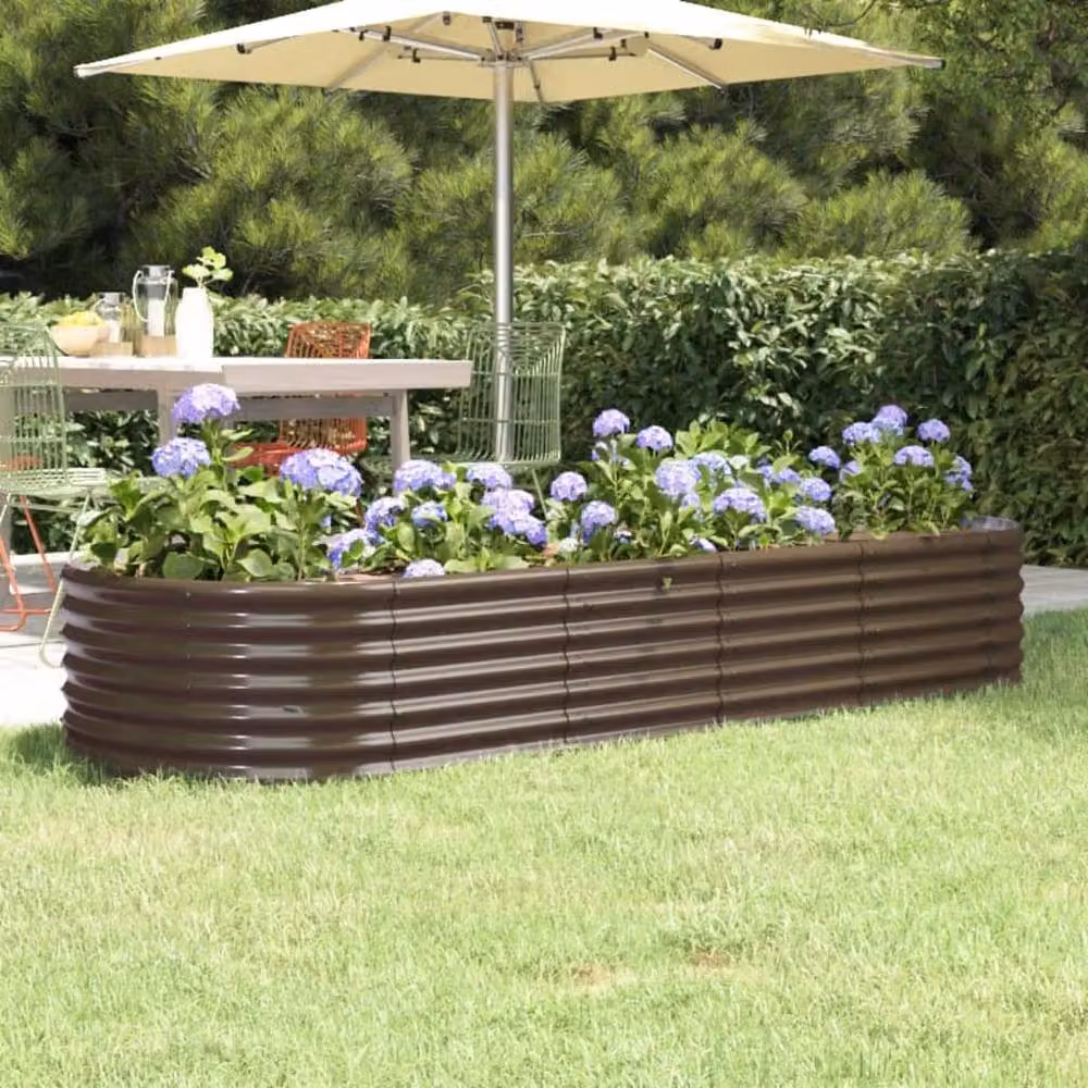 Berkfield Home Garden Raised Bed in Brown Powder-coated Steel, W/D/H: 224 x 80 x 36 cm – 2