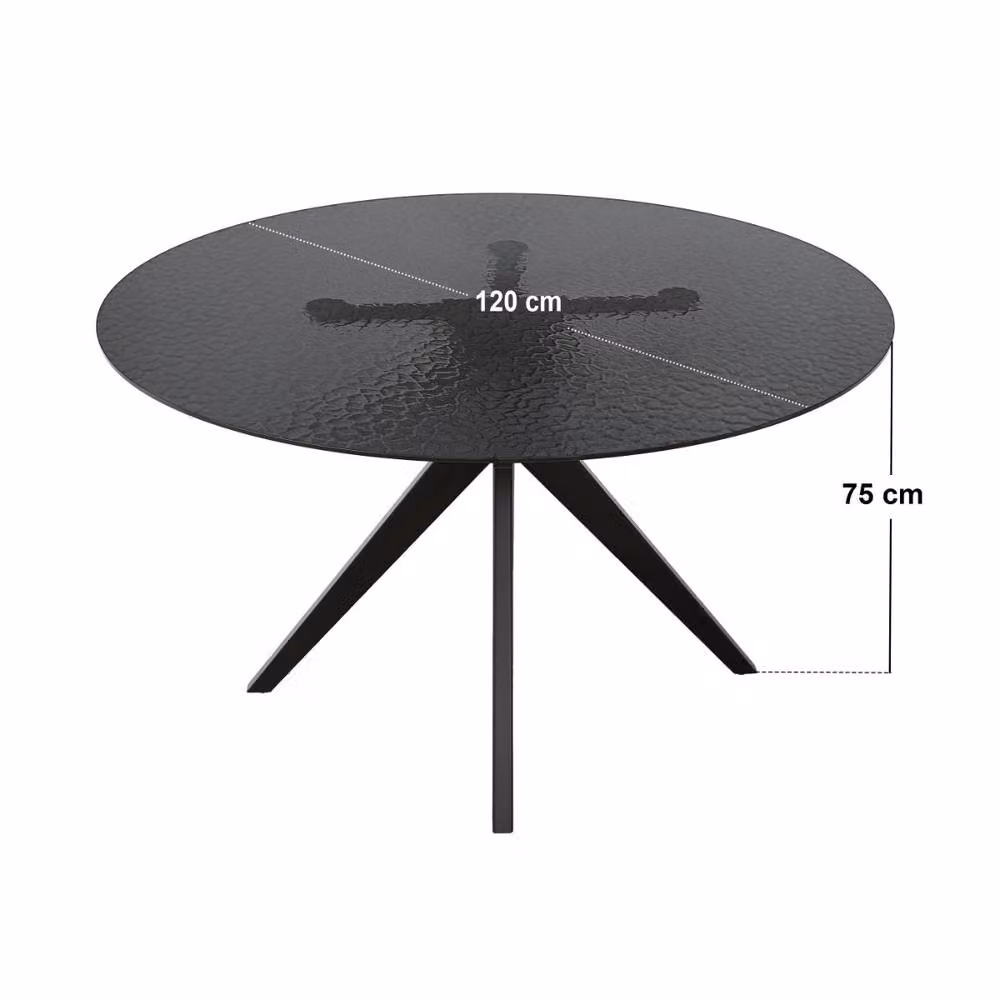 Solace+Co Emil Round Black Glass Dining Table, Diameter: 120 cm, Height: 75 cm – 3