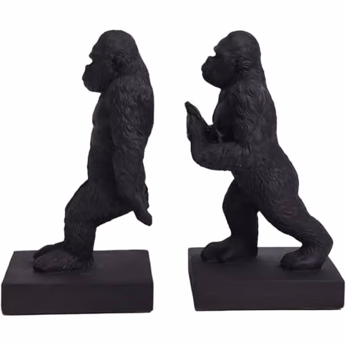 Maison Des Cadeaux Black Gorilla Resin Bookends Set – 3