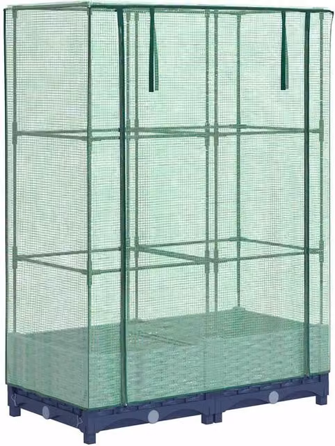 Berkfield Home Raised Bed with Greenhouse Cover in Dark Grey, W/D/H: 80 x 40 x 123 cm