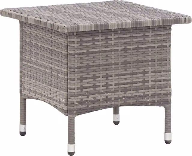 Berkfield Home Grey Poly Rattan Tea Table W/D/H: 50 x 50 x 47 cm