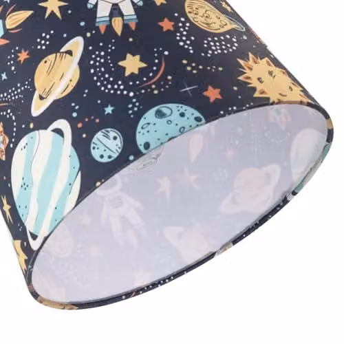 Happy Homewares Modern Space Themed Childrens Cylinder Lamp Shade in Blue, White and Multicolour, W/D/H: 19 x 19 x 25 cm – 3