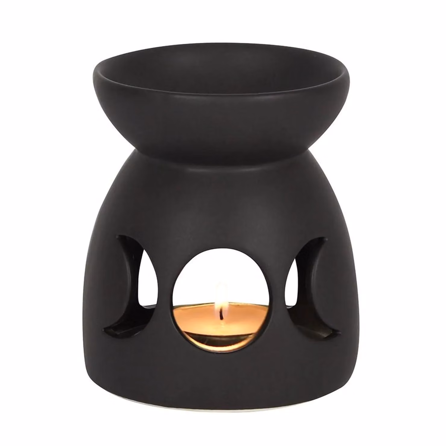 Something Different Triple Moon Ceramic Tealight Oil Burner in Black – 2
