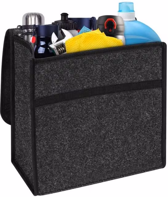 FLAVORA Large Anti-Slip Car Boot Organiser in Grey, W/D/H: 50 x 50 x 50 cm – 1