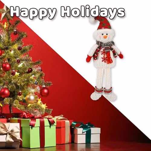 VFM e-Store Christmas Freestanding Snowman Decoration in White and Green, H 51.5 cm x W 23.5 cm – 5