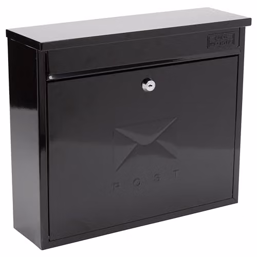 Burg-Wächter Black Elegance Wall Mounted Galvanised Steel Lockable Weatherproof Post Box, W: 36 cm, H: 31 cm, D: 10 cm – 1