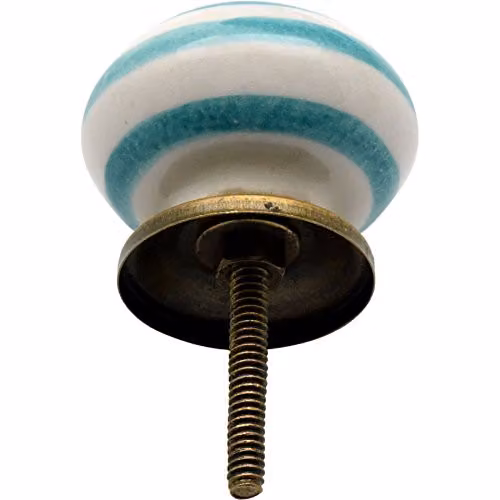Nicola Spring Ceramic Cupboard and Drawer Knobs, Turquoise, Pack of 12 – 3