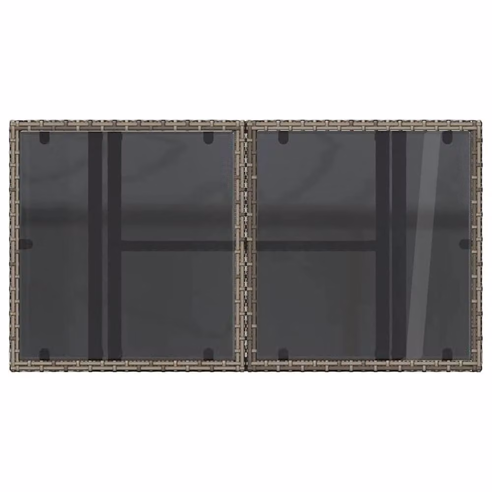 Berkfield Home Grey Poly Rattan Garden Table with Glass Top W/D/H: 100 x 55 x 73 cm – 3