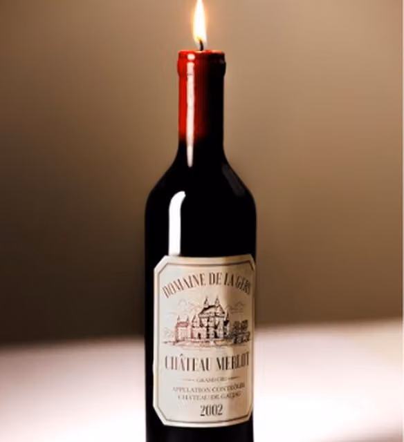 Marco Paul Realistic Wine Bottle Pillar Candle in Black