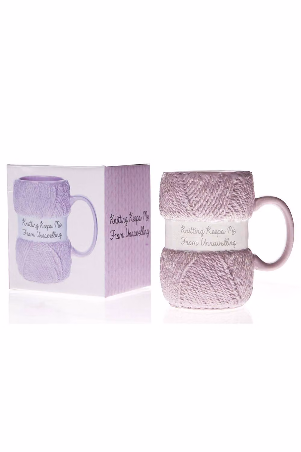 Boxer Gifts Pink and Multicolour Ceramic Knitting Keeps Me From Unravelling Mug – 3