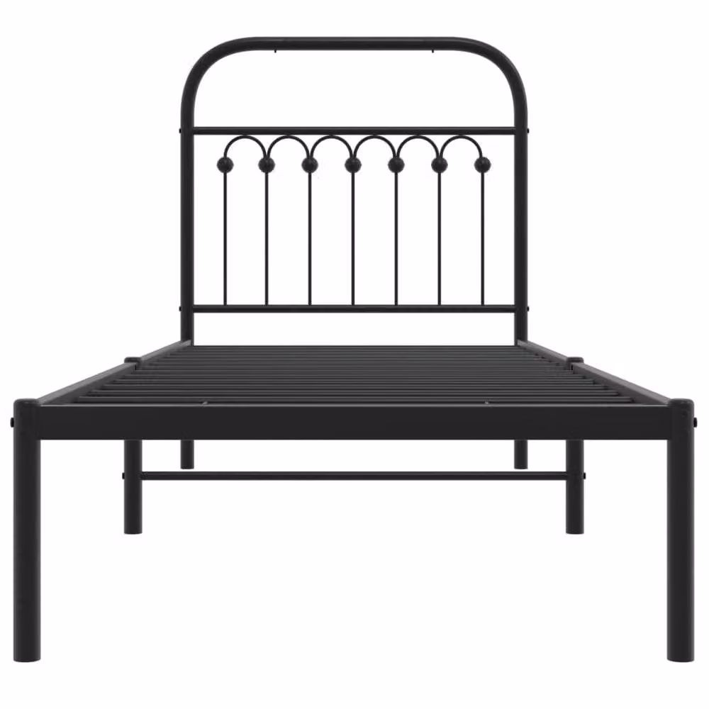 Berkfield Home Metal Bed Frame with Headboard, Black, W: 75 cm, L: 190 cm – 3