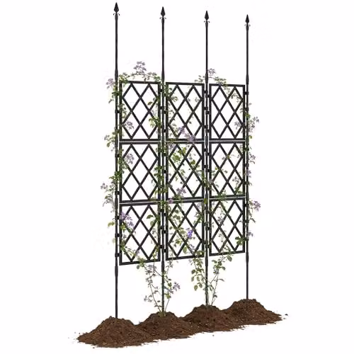 Outsunny Foldable Garden Trellis Support in Black, W/H: 85 x 197 cm
