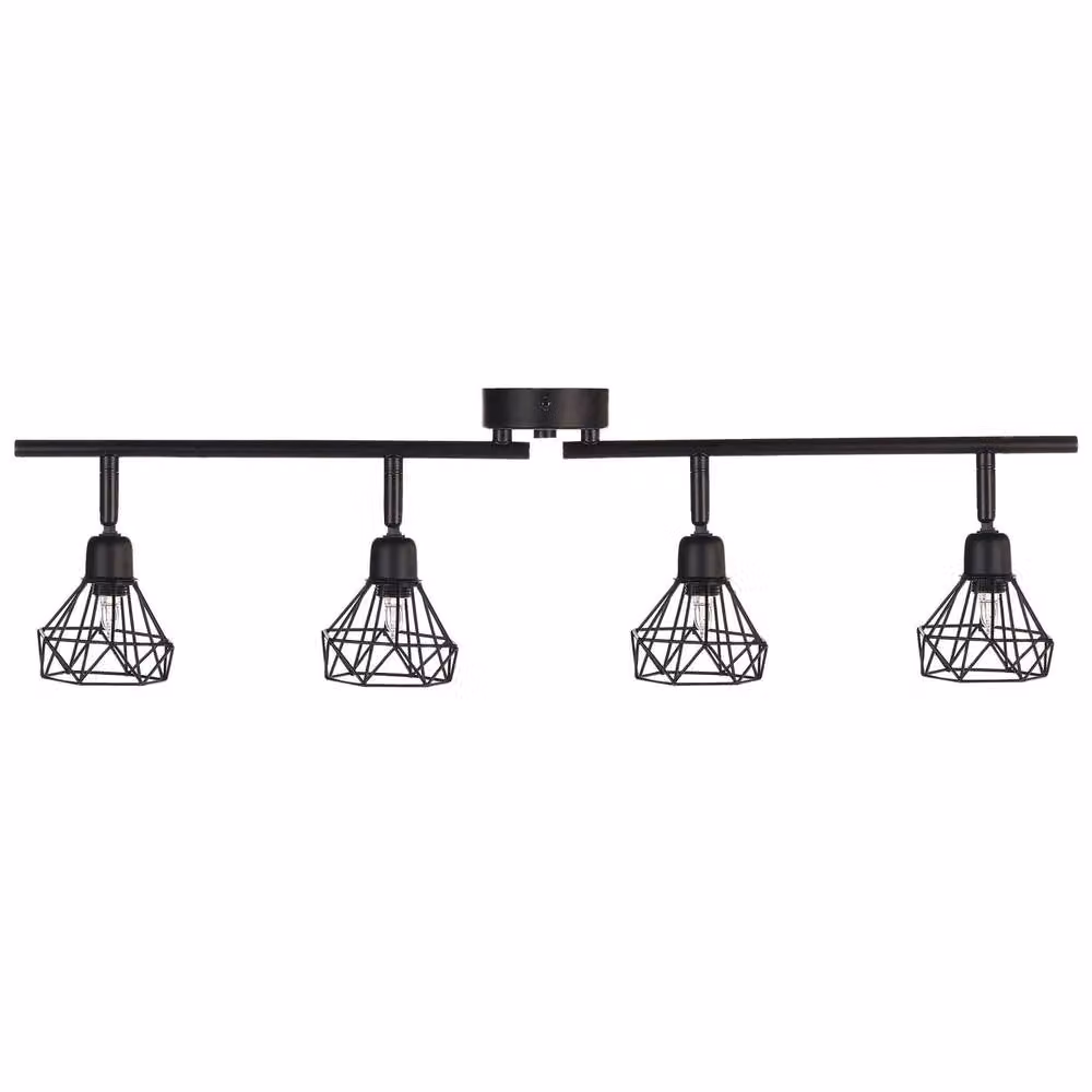 Wyld and Coco 4-Light Black Metal Ceiling Lamp with Adjustable Cage Shades – 2