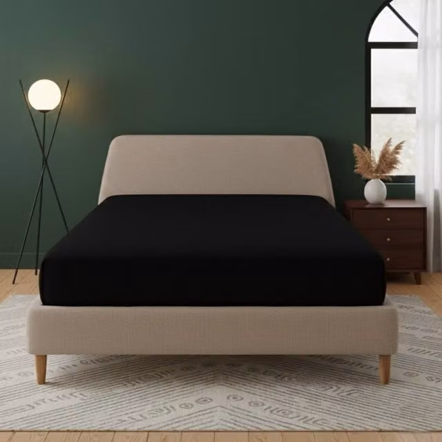 Snug City Black Flannelette Fitted Sheet, Super King, Extra Deep 40 cm, Soft Brushed Cotton