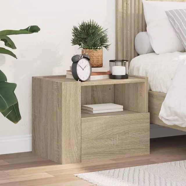 Berkfield Home Wall-mounted Bedside Cabinet in Sonoma Oak Brown, W/D/H: 45 x 30 x 35 cm – 1