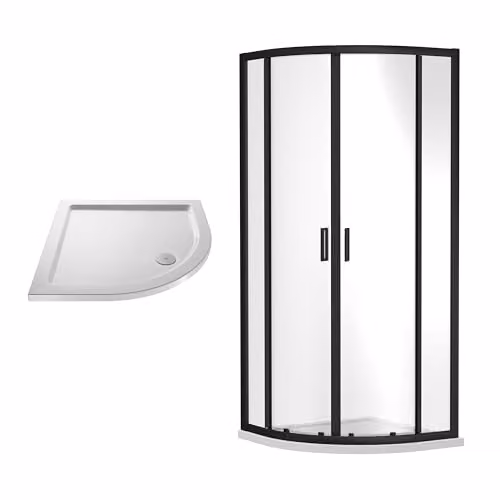 Balterley Quadrant Shower Enclosure with Tray and Waste, 6mm Toughened Safety Glass, Black and White