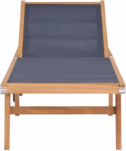 Berkfield Home Folding Sun Lounger with Wheels in Brown Solid Teak and Textilene – 1