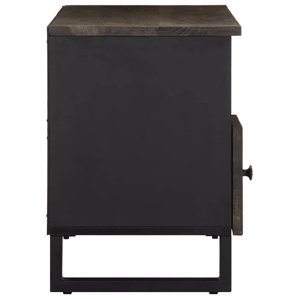 Berkfield Home Black Mango Wood Industrial TV Cabinet W/D/H: 100 x 33 x 46 cm – 3