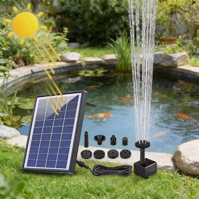EONLION 6.5W Solar Power Bird Bath Fountain Pump in Black
