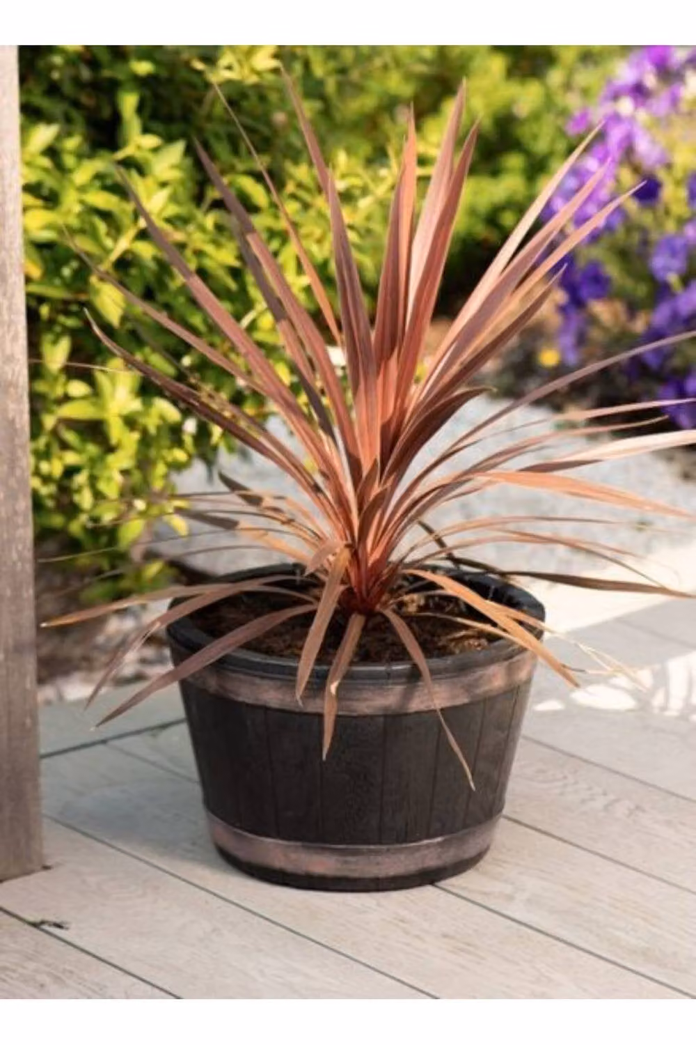 KDMD Black Oakwood Barrel Planter Tub, Diameter: 34 cm – 3