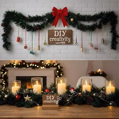 Shatchi 2-Pack Alaskan Green Artificial Christmas Garland, 16m Total Length – 6