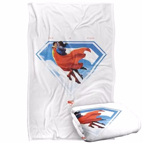 Warner Bros. Superman 2025 Lois Shield Super Soft Silky Touch Fleece Throw Blanket, Multicolour, W: 91 cm, D: 147 cm – 1