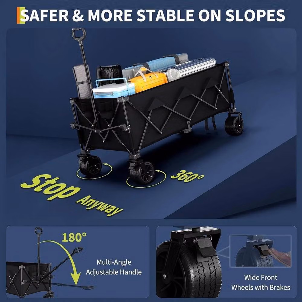 Havendro Foldable Collapsible Garden Pull Trolley Wagon in Black – 4