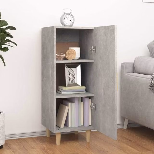 Berkfield Home Sideboard in Concrete Grey, W/D/H: 34.5 x 34 x 90 cm
