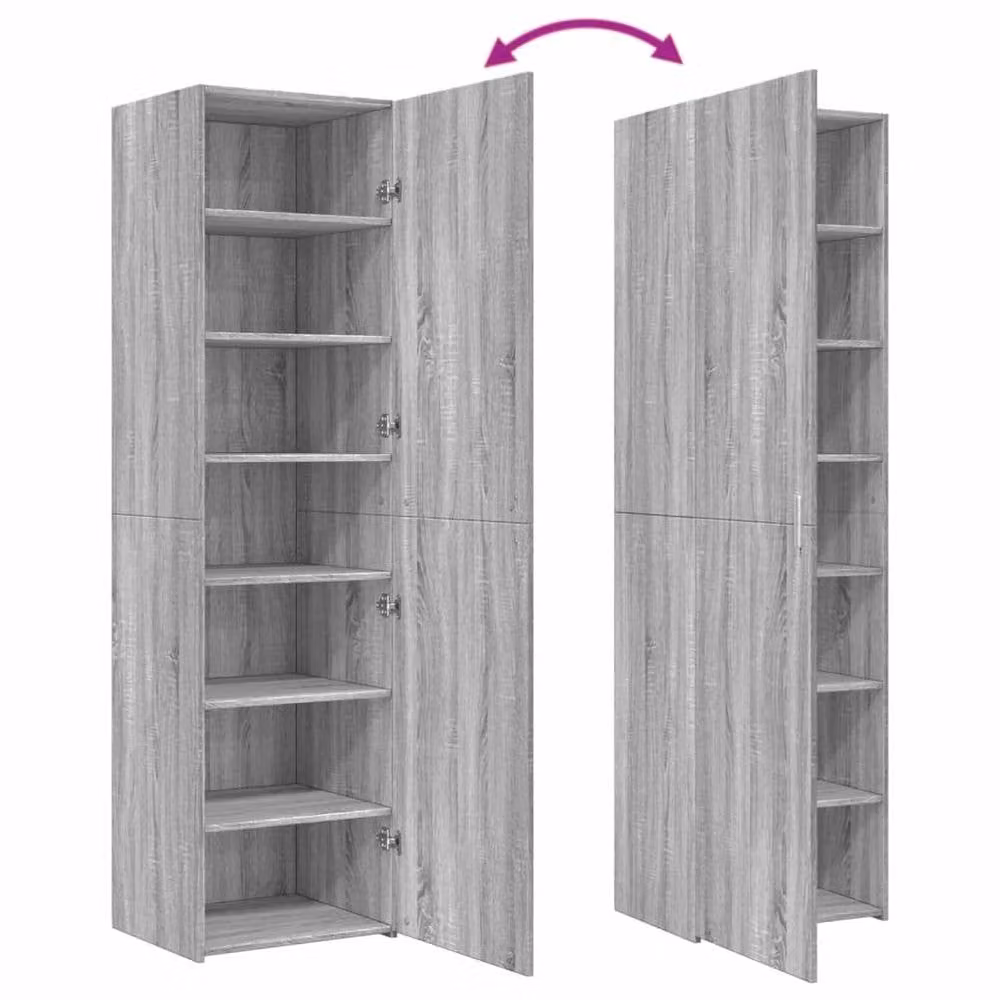 Berkfield Home Grey Sonoma Modern Highboard with Hinged Doors and Internal Shelves, W/D/H: 50 x 42.5 x 185 cm – 3