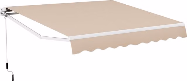 Costway Beige Wall-Mounted Retractable Patio Awning with Folding Arms and Crank Mechanism