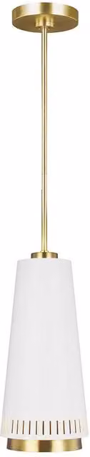 Netlighting Carter 1 Light Pendant Style A in Matt White and Brass with E27 Socket – 1