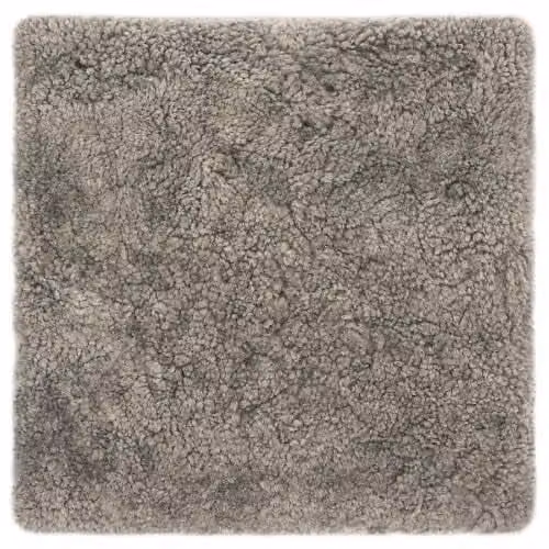 SNUGRUGS Grey Genuine Sheepskin Square Seat Pad with Non-Slip Backing, W/D/H: 40 x 40 x 1 cm