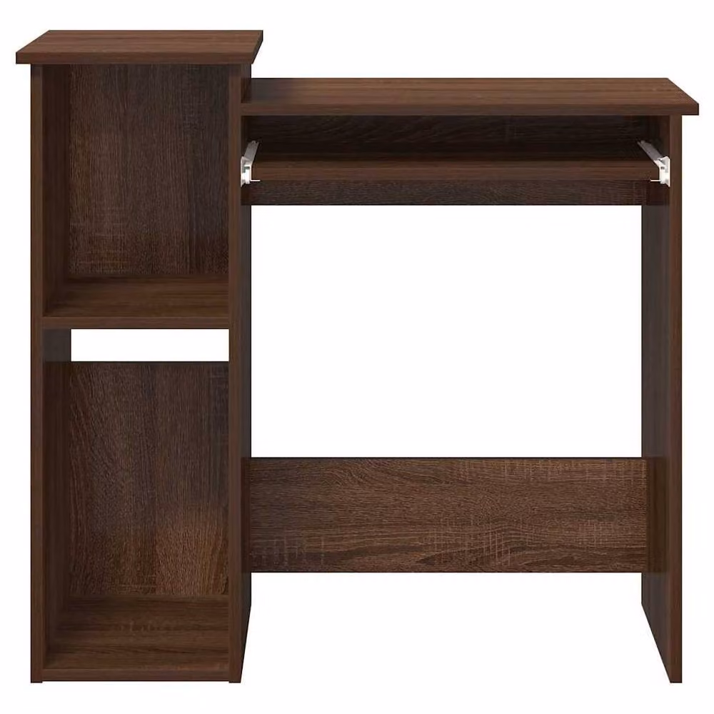 Berkfield Modern Computer Desk with Shelves in Brown Oak, W/D/H: 84 x 40 x 78 cm – 4