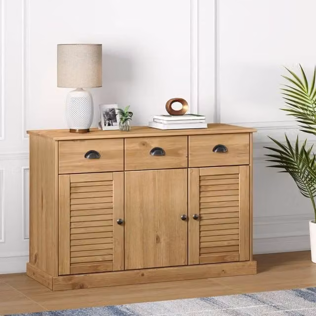 Berkfield Home VIGO Sideboard with Drawers in Brown Solid Pine Wood W/D/H: 113 x 40 x 75 cm – 1