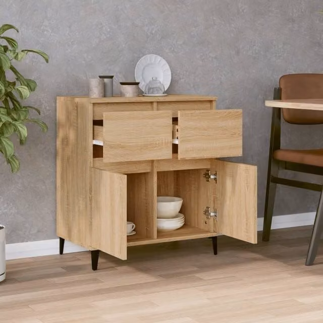 Berkfield Home Sonoma Oak Sideboard in Natural, W/D/H: 60 x 35 x 70 cm
