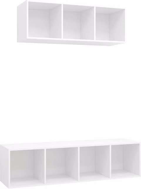 Berkfield Home 2 Piece White Matt Minimalist Wall Mounted TV Cabinet Set – 1