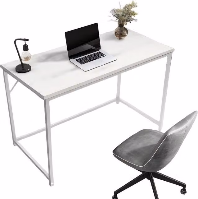 Havendro White Computer Desk for Home Office with Metal Frame – 1